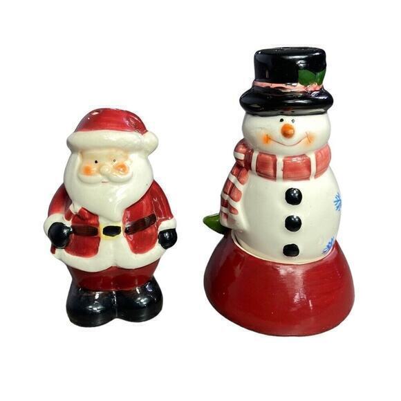 VTG 4” Santa Clause & Snowman Stand Ceramic Salt & Pepper Shakers - Picture 1 of 7